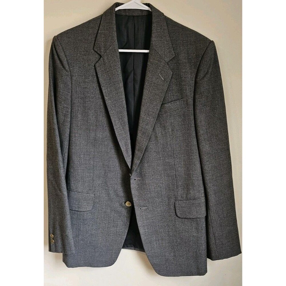 Vintage Polo Ralph Lauren 100% Wool Blazer Suit Jacket Gray GQ